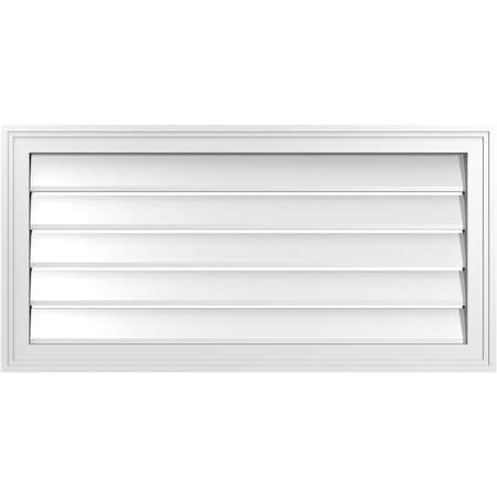 Ekena Millwork Vertical Surface Mount PVC Gable Vent: Functional, w/ 2"W x 1-1/2"P Brickmould Frame, 36"W x 18"H GVPVE36X1802SF